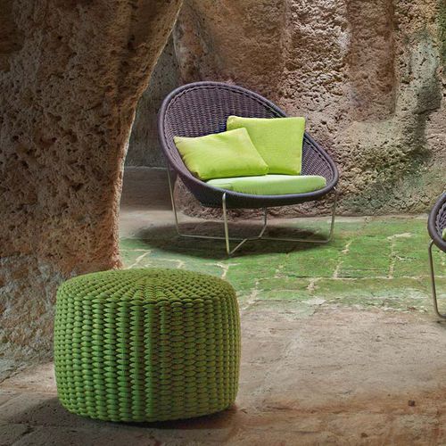Puff contemporâneo - NIDO - PAOLA LENTI - em poliuretano / em corda / de jardim