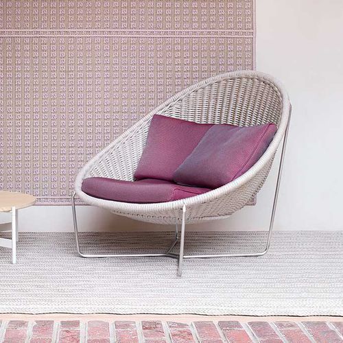 Poltrona contemporânea - NIDO  - PAOLA LENTI - em corda / em aço inoxidável / com almofada removível
