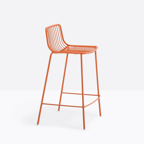 Cadeira alta contemporânea - NOLITA 3657 - PEDRALI - para ambiente externo / em aço / com apoio para pés