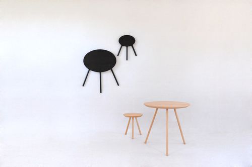 Banqueta contemporânea - 2D - SMARIN - em madeira / dobrável / preta