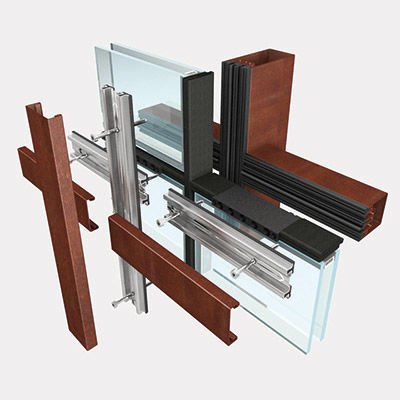 Fachada-cortina com sistema stick - 4F1 - SECCO SISTEMI - em metal e vidro