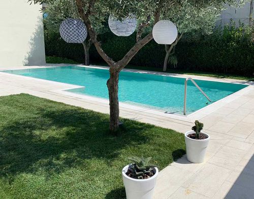 Piscina com transbordo - SLIM - Rosa Gres - para ambiente externo / para hotel / para centro de bem-estar