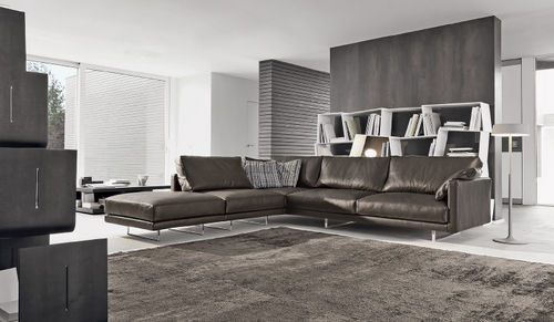 Sofá modular - SLIM - Nuova Linea Valentini - contemporâneo / em couro / marrom
