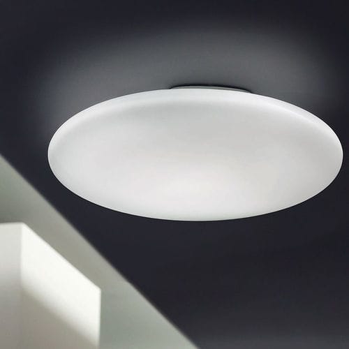 Plafon contemporâneo - SUN - alma light - redondo / em vidro opalino / em ferro