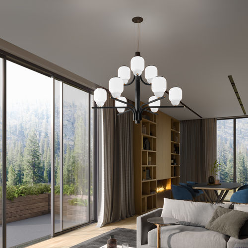 Lustre contemporâneo - THECHANDELIER  - alma light - em ferro / em latão polido / em opalina