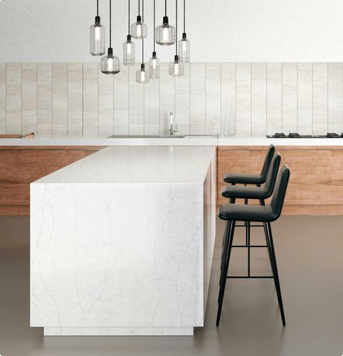 Tampo de bancada em Silestone® - Ethereal Series - Cosentino - para cozinha / branco / de borda reta