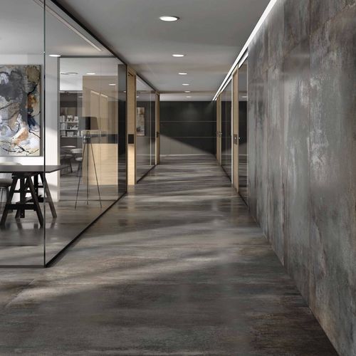Placas de revestimento em cerâmica - IRON - Roca Tile - em porcelana / metálica / fosca