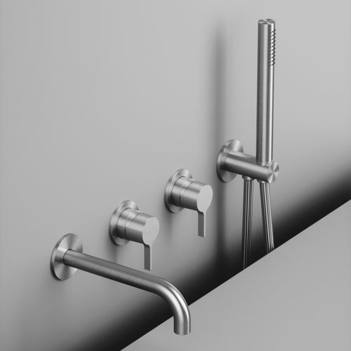 Misturador bicomando para banheira - VOLCANO 36 69.00 - QuadroDesign - de parede / em aço inoxidável / para banheiro