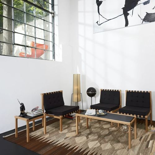 Banqueta em couro - WB 4 - Löffler Bürositzmöbel GmbH - em carvalho / com base em carvalho / da linha comercial