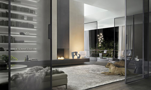 Móvel de parede de sala contemporâneo - ABACUS LIVING - RIMADESIO - em vidro