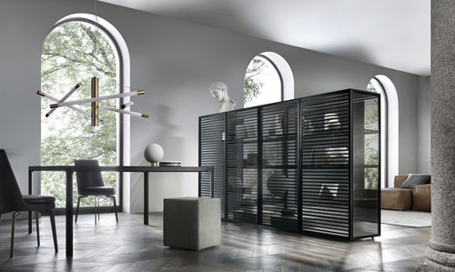 Buffet aparador alto - ALAMBRA - RIMADESIO - contemporâneo / em vidro / em alumínio