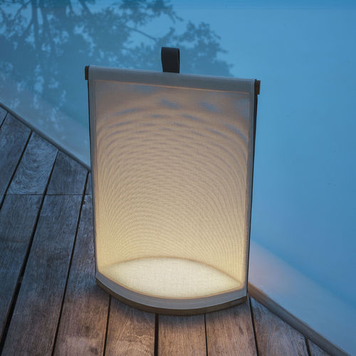 Luminária portátil - PILLOW 002 - RODA - em aço inoxidável / em material têxtil / em teca