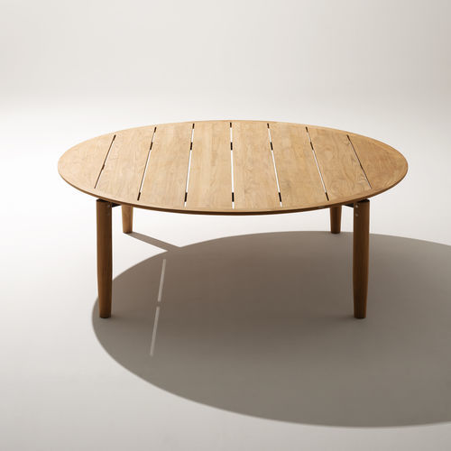 Mesa de jantar contemporânea - LEVANTE 018 - RODA - em teca / com base em teca / redonda