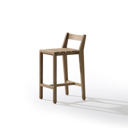 Cadeira alta contemporânea - ZANIA 050 - RODA - para ambiente externo / em iroko / com base em madeira de iroco