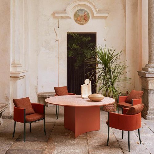 Cadeira de sala de jantar contemporânea - SADDLE - RODA - para ambiente externo / em corda / com base em alumínio