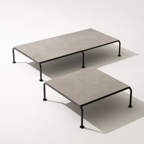 Mesa gueridon contemporânea - STRESA 104 + 105 - RODA - em tecido / em arenito / com base em alumínio