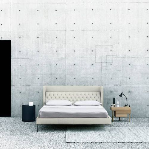 Cama de casal - LIPP - Living Divani - contemporânea / estofada / com cabeceira estofada