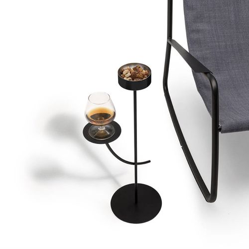Mesa lateral contemporânea - VIZIO - Living Divani - em aço / com base em aço / redonda