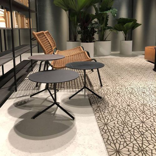 Mesa gueridon contemporânea - KIWI - Living Divani - em MDF laqueado / em mármore / com base em aço