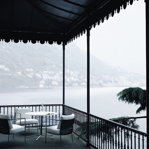 Poltrona contemporânea - CAFE' - Living Divani - em tecido / em aço inoxidável / em corda