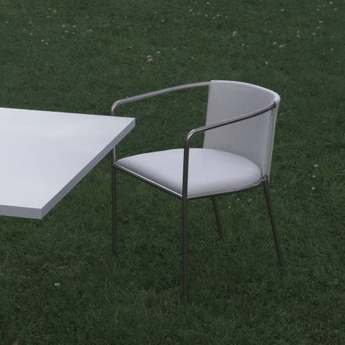 Cadeira de jardim contemporânea - MAJA D - Living Divani - para ambiente externo / em tecido / em couro