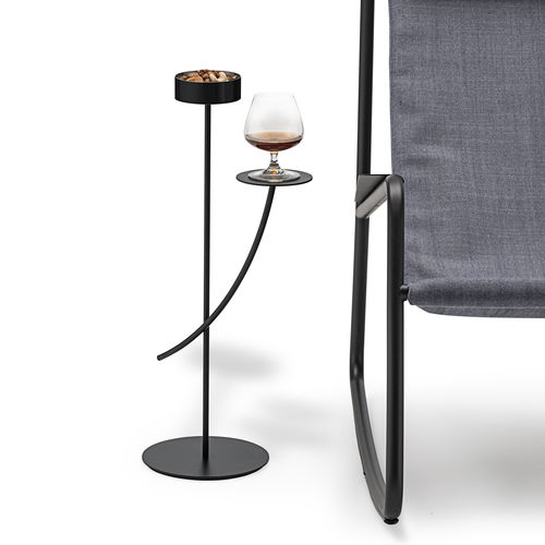 Mesa lateral contemporânea - VIZIO - Living Divani - em aço / com base em aço / redonda
