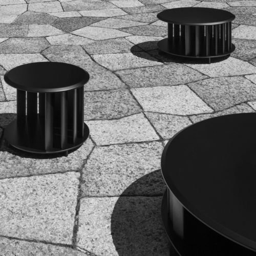 Mesa gueridon contemporânea - ISLANDS  - Living Divani - em carvalho / em MDF / com base metálica