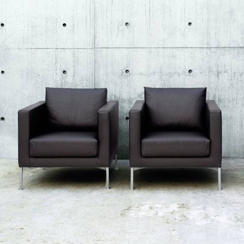 Poltrona contemporânea - BOX - Living Divani - em tecido / em couro / em pinho
