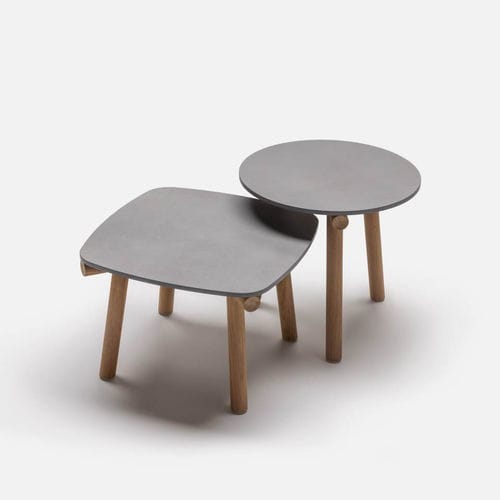 Mesa lateral contemporânea - KASUMI - Living Divani - em cerâmica / em pedra / com base em madeira
