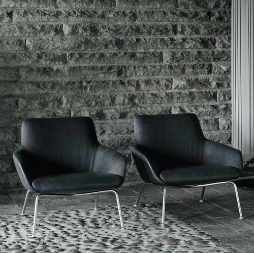 Poltrona contemporânea - READER - Living Divani - em tecido / em couro / em aço