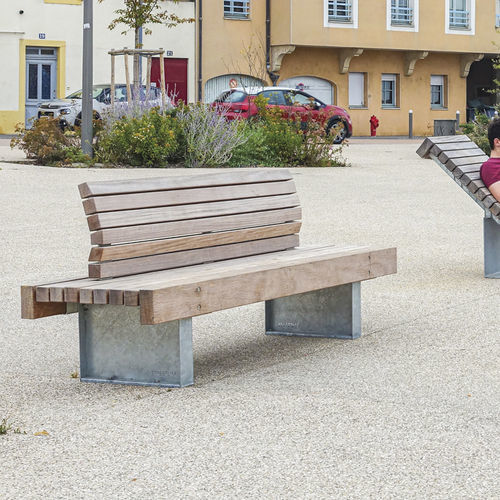 Banco para espaço público contemporâneo - SOLID SERIF - Streetlife - em madeira / em aço galvanizado / em aço termolacado
