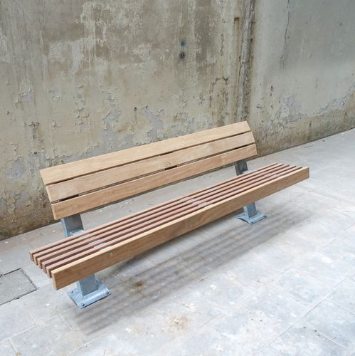 Banco para espaço público contemporâneo - Lean Standard - Streetlife - em bambu / em aço galvanizado / em aço termolacado