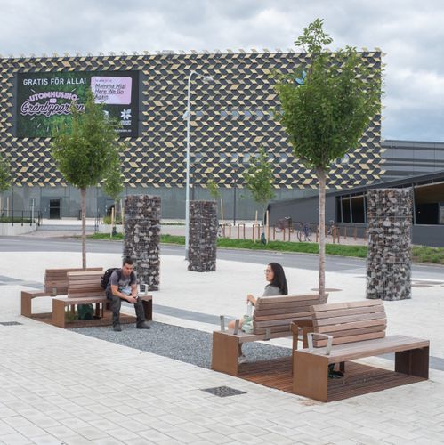 Banco para espaço público contemporâneo - Solid Grille - Streetlife - em madeira / em aço termolacado / em aço Corten