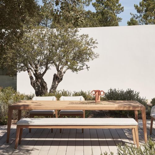 Mesa de jantar contemporânea - Sunrise  - MANUTTI - em teca / com base em teca / retangular