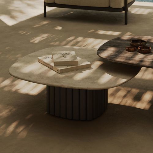 Mesa de centro contemporânea - NAMI - MANUTTI - em alumínio termolacado / em cerâmica / com base em alumínio