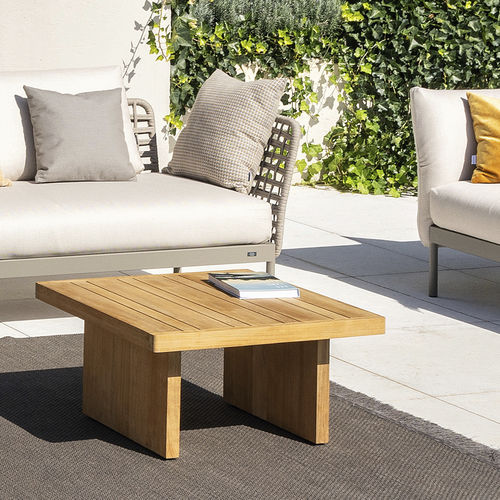 Mesa lateral contemporânea - BOLERO - FISCHER MÖBEL - em teca / com base em teca / retangular
