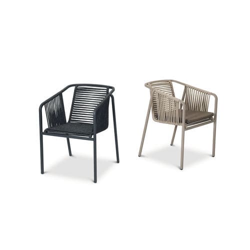 Cadeira de jardim contemporânea - SUITE - FISCHER MÖBEL - para ambiente externo / em corda / com base em aço inoxidável