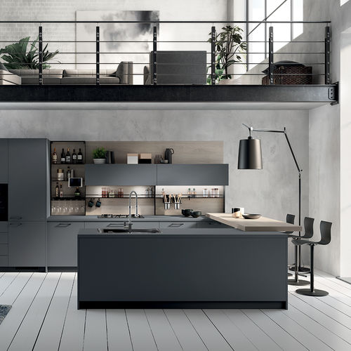 Cozinha contemporânea - MOOD - SCAVOLINI - em nogueira / em metal pintado / em Fenix NTM