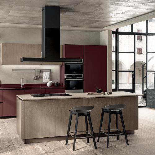 Cozinha contemporânea - LIBERAMENTE - SCAVOLINI - com folheado de madeira / em vidro / em quartzo