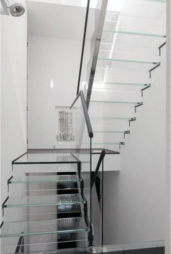 Escada reta - LAMINATION STRENGTH - Cantifix - em U / com degraus em vidro / com estrutura em vidro