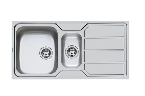 Pia com 2 cubas - S1000 97.1,5V.3,5".STD - 1197 16* - Foster spa - com escorredor / em aço inoxidável / de sobrepor