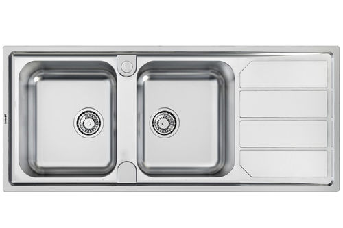 Pia com 2 cubas - ELETTRA 116.2V.STD - 5812 06* - Foster spa - com escorredor / em aço inoxidável / de sobrepor