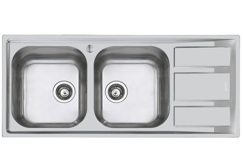 Pia com 2 cubas - MARINE 116.2V.SF - 1978 96* - Foster spa - com escorredor / em aço inoxidável / de sobrepor