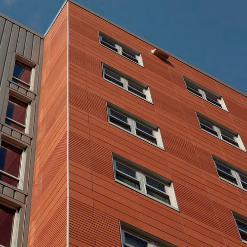 Revestimento para fachada ventilada - TERRART®-LIGHT - NBK Keramik - em painéis / em terracota / de encaixe