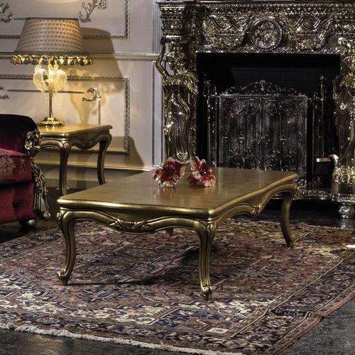 Mesa de centro de estilo - ELISIR  - Mantellassi 1926 - em madeira folheada a ouro / com base em madeira / retangular
