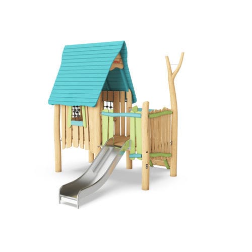 Estrutura lúdica para parque infantil - NRO406 - KOMPAN - em aço inoxidável / em madeira