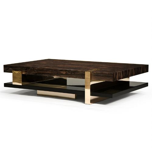 Mesa de centro contemporânea - PIERRE - Hudson Furniture - em madeira / em bronze / retangular