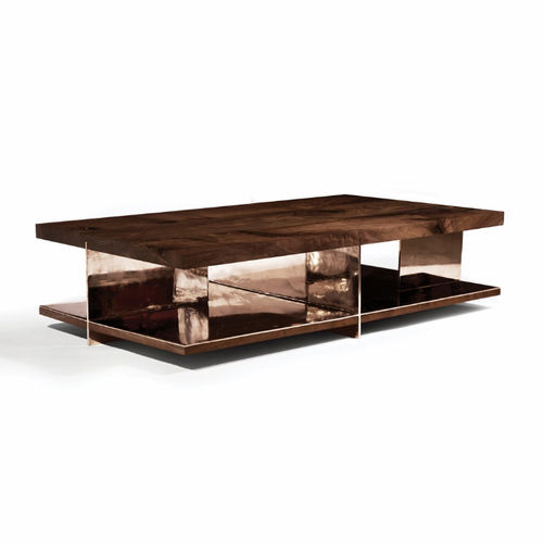 Mesa de centro contemporânea - GRID - Hudson Furniture - em nogueira / em bronze / em aço inoxidável