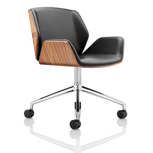 Cadeira de escritório contemporânea - KRUZE - Boss Design - em tecido / em nogueira americana / estofada