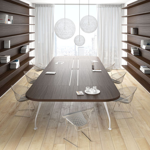 Mesa de reunião contemporânea - SEGNO - Della Rovere - em vidro / metálica / em laminado melamínico